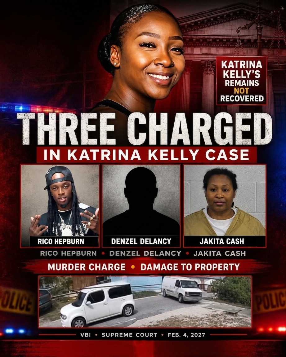 Graphic: three people charged in the Katrina Kelly case
