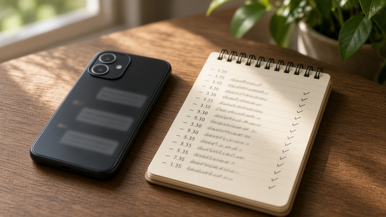 Phone and dated log on a table