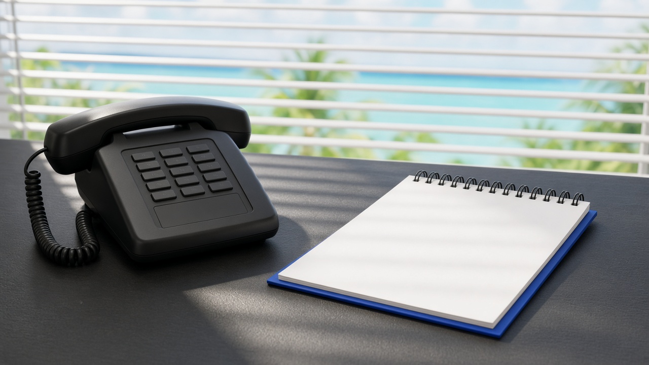 Landline phone and notepad for anonymous tips