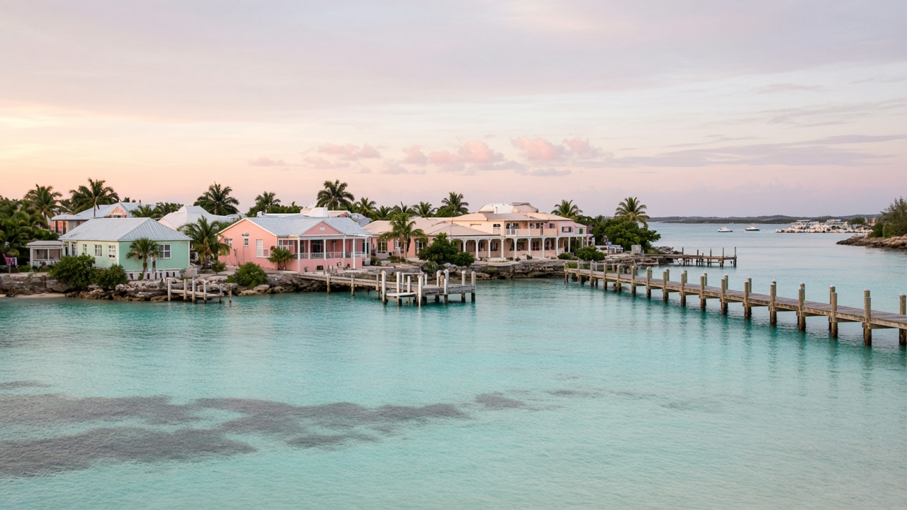 George Town harbour, Exuma, at dawn ahead of the Exuma Business Outlook