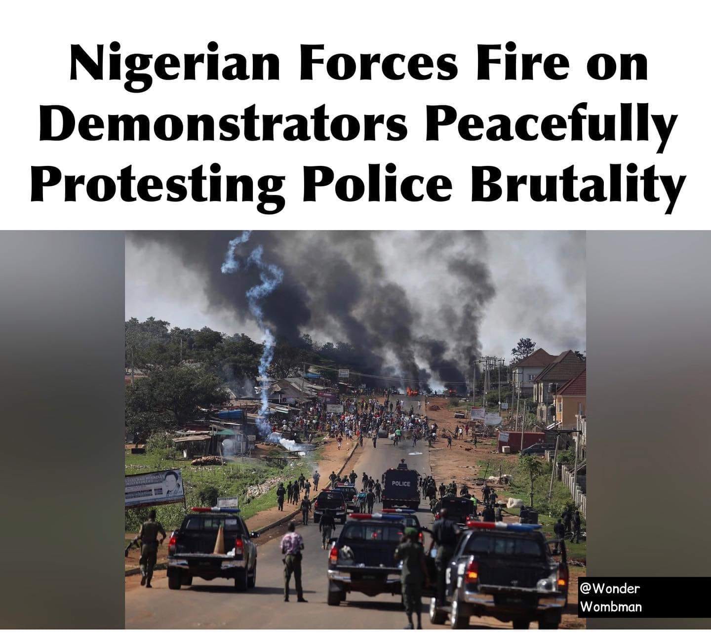 LAGOS, Nigeria — Nigerian security forces opened fire Tuesday night at a demonstration in Lagos against police brutality, hitting several people according to witnesses, in a major 