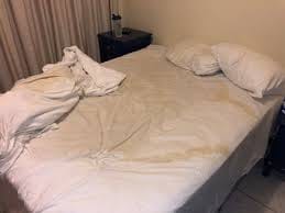 Why would a grown man pee the bed?

Good morning Bahama Drama please keep me anonymous. 

I can't take this no more this morning wakeup all pee up again by my 50 year old husband 
