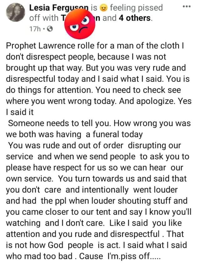BISHOP LAWRENCE ROLLE
Anonymous inbox:
OK YESTERDAY IT WAS TWO FUNERAL
IN SPIKINARD YARD , ANOTHER I DONT UNDERSTAND HOW IS IT BISHOP LAWRENCE ROLLE WAS BEING DISRESPECTFUL