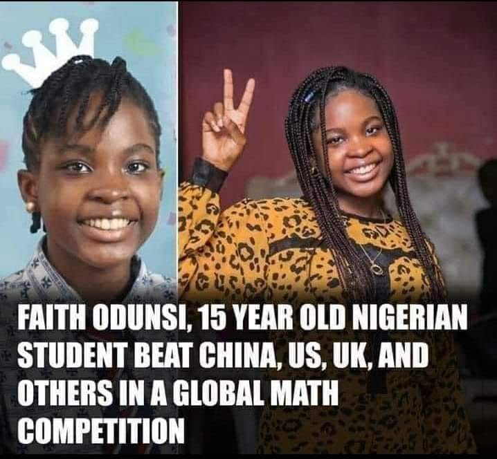 MISS FAITH ODUNSI CROWNED "MATHEMATICS QUEEN" OF NIGERIA AND BEST IN THE WORLD.
The national mathematics centre of Nigeria (NMC) has crowned Miss Faith Odunsi of Ambassador Colle