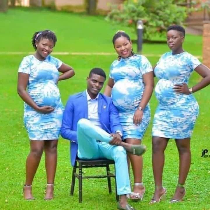 A man in Kenya has married and impregnated all the 3 wives at the same time....He is happy and they are all happy.