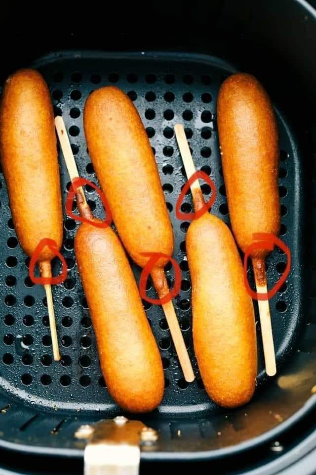If you eat this part of your corn dog you just fat and greedy.