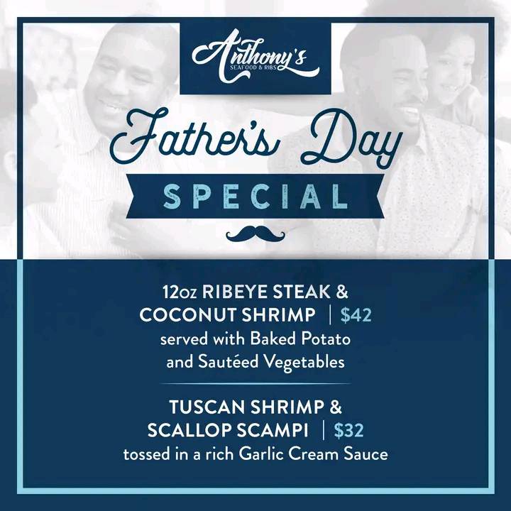 Treat Dad's with love this father's day ❤️

Go to Anthony's over P.I., he'll love it...