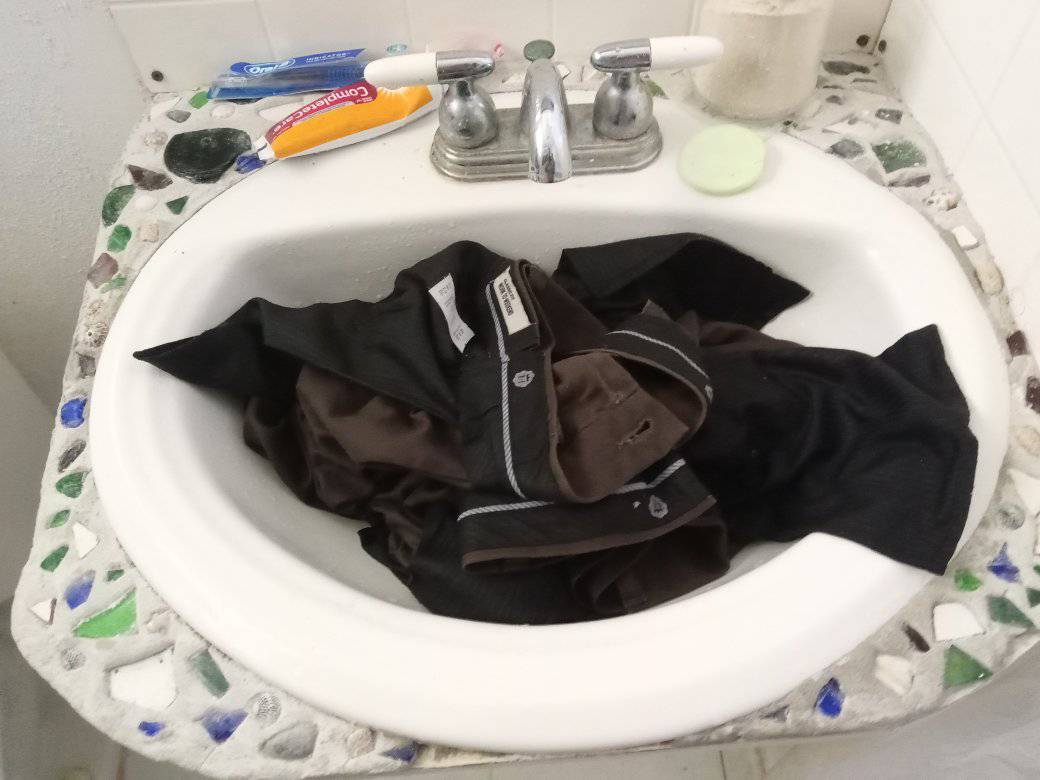 Bahama Drama can't throw them away. I only have two pair of pants that I own right now!

So I hand washing them. Look I'm sorry to disappoint anyone, but my hope & faith is in God 