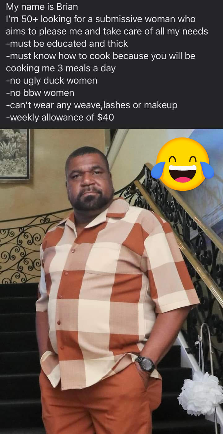 Lawd have mercy on this poor unfortunate soul there is a woman out there for you and can be found in the bottoms striking one big peace a coke