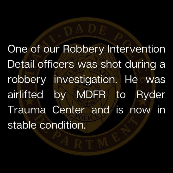 Miami Dade police force message:
Message from Director Alfredo “Freddy” Ramirez III
“I’ve had 3 officers shot & 2 officers stabbed in the line of duty over the past few months. W