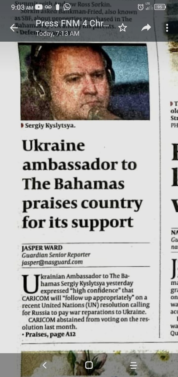PLEASE KEEP THE BAHAMAS NAME OUT Y'ALL MOUTH THANKS!
The Bahamian people do not support Ukraine, so stop the fake newspaper ads. We don't care what y'all doing in the snow over t