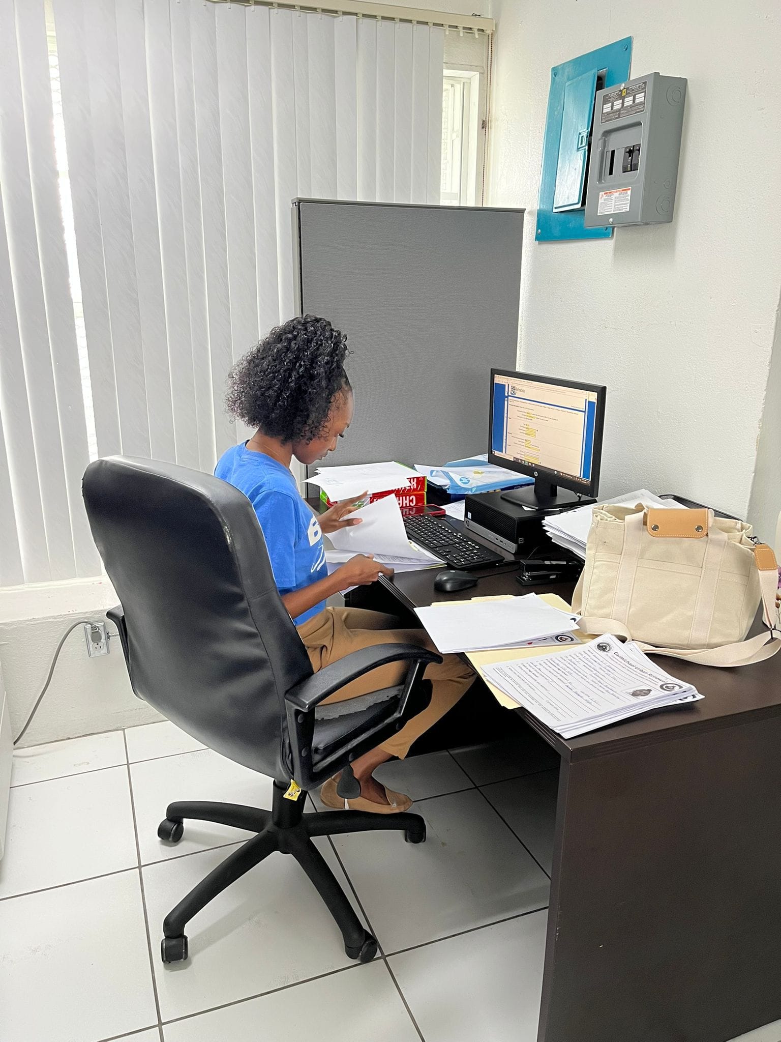 Btvi representative  at Carmichael Urban Renewal Centre entering applicants in their portal of persons that registered for the Carmichael Urban Renewal Community Empowerment Progra