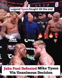 Jake Paul defeated Mike Tyson by unanimous decision in their fight on November 15, 2024.

I tried to tell y'all lmao, good morning 😂😂😂😂😂😂😂😂😂