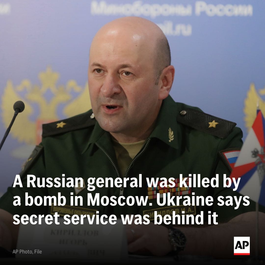 A Ukrainian official said the country’s security service carried out the explosion that killed the head of Russia’s nuclear defense forces in Moscow.

Lt. Gen. Igor Kirillov, the c