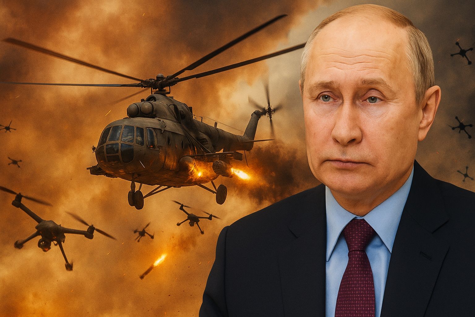 Yesterday's Breaking News Failed assassination attempt strike on Putin
Vladimir Putin president of Russia helicopter attacked by 40 Ukrainian drones all were shot down now all hel