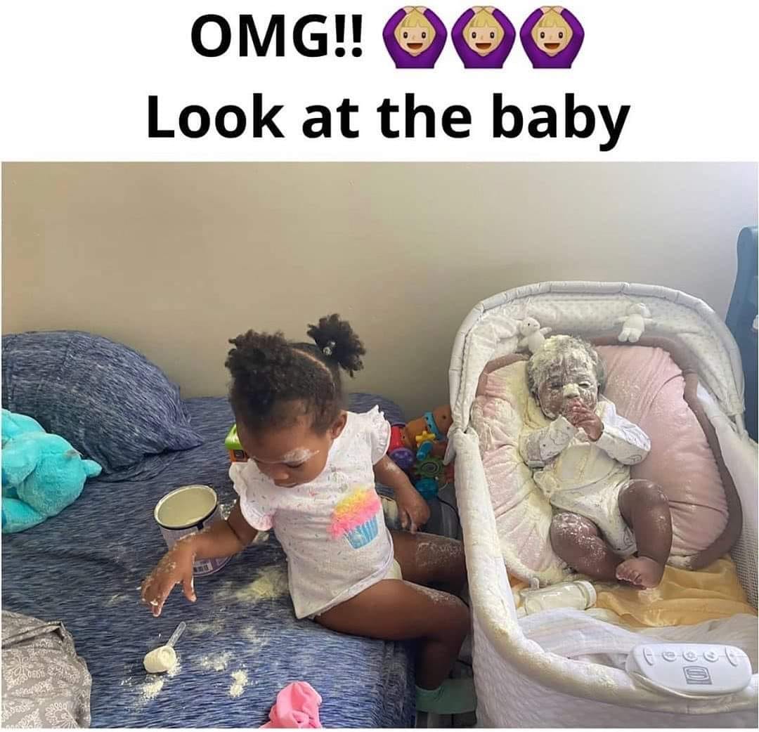 After going to the bathroom for 2 minutes
You come back and see this
What's your first reaction as her parent?