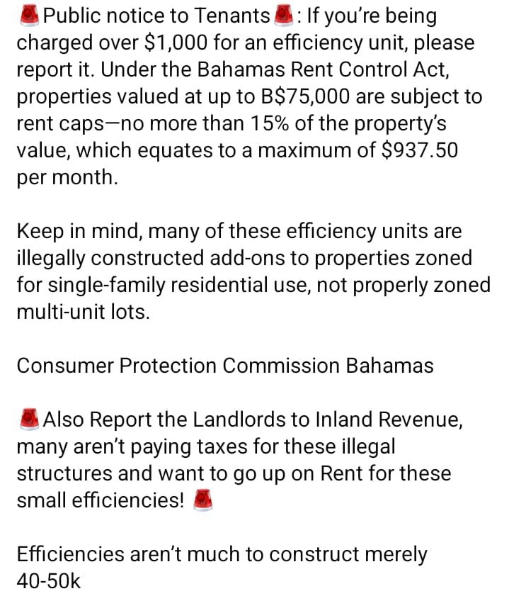 The Consumer Affairs Department in The Bahamas (under the Ministry of Finance) handles consumer protection matters. You can reach them at:

📞 Phone: (242) 604‑9002
📞 Hotline: (242)