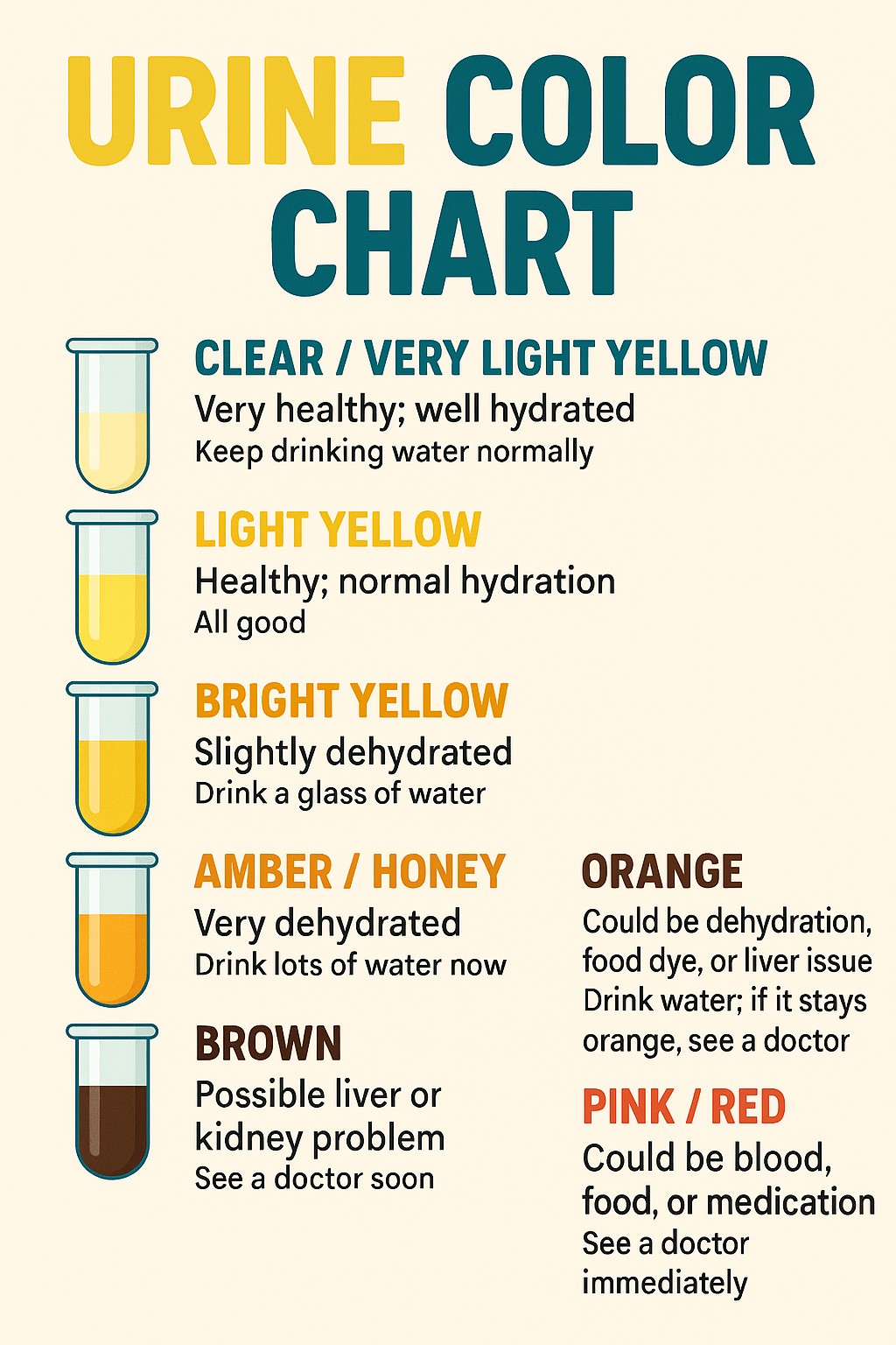 Knowing Your Pee

Your pee can say a lot about your health without you ever stepping into a doctor’s office. The color of urine is a quick, easy way to tell if your body is hydrate