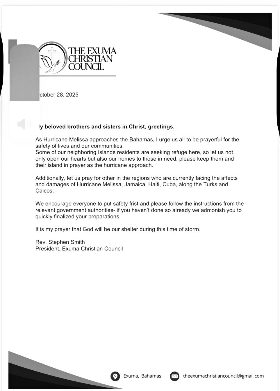 Public Announcement Exuma Christian Council