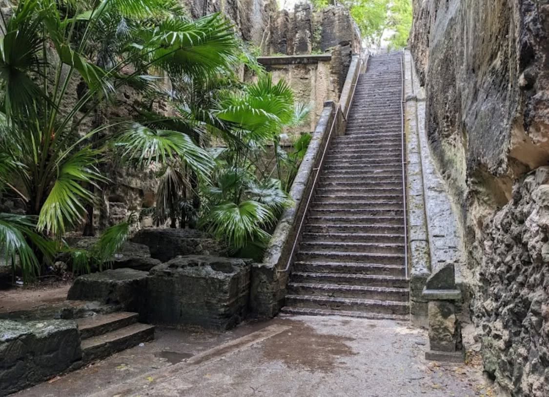 The Queens Staircase

Oh just in case you don't know because nobody told you, the Queens staircase has 66 stairs, the first one is Buried under concrete that my own family mixed. A