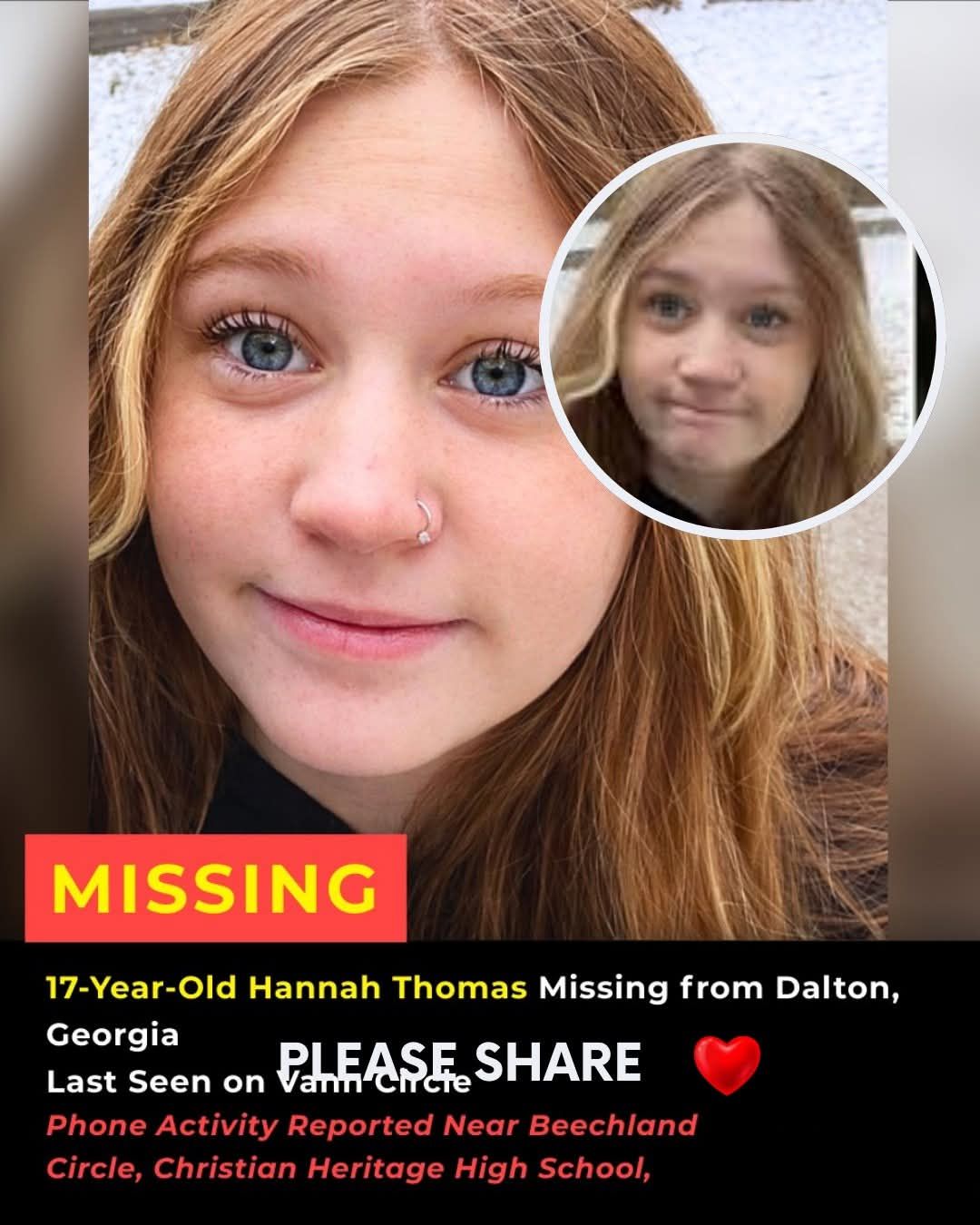 UPDATE: SHE'S BEEN FOUND 

Hannah Thomas, 17, is missing and needs to be found immediately. 🚨

Since February 13, 2026, 17-year-old Hannah Thomas from Dalton, Georgia, has gone mis