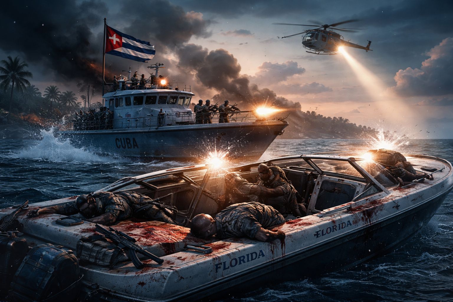 Bahama Drama News Alert
February 26, 2026
9:40 PM EST

BLOOD IN THE STRAITS:

FOUR DEAD AFTER CUBAN PATROL CLASHES WITH FLORIDA SPEEDBOAT

The waters between Florida and Cuba, ofte