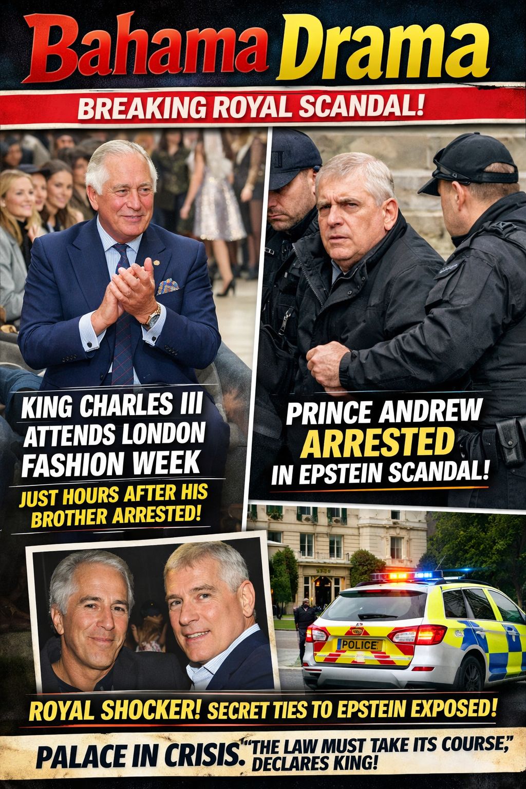 Breaking Royal News
Thursday, February 19, 2026

KING CHARLES III ATTENDS LONDON FASHION WEEK HOURS AFTER BROTHER’S ARREST

By: Michael Elijah Muhammad Clare 

LONDON — It was a su