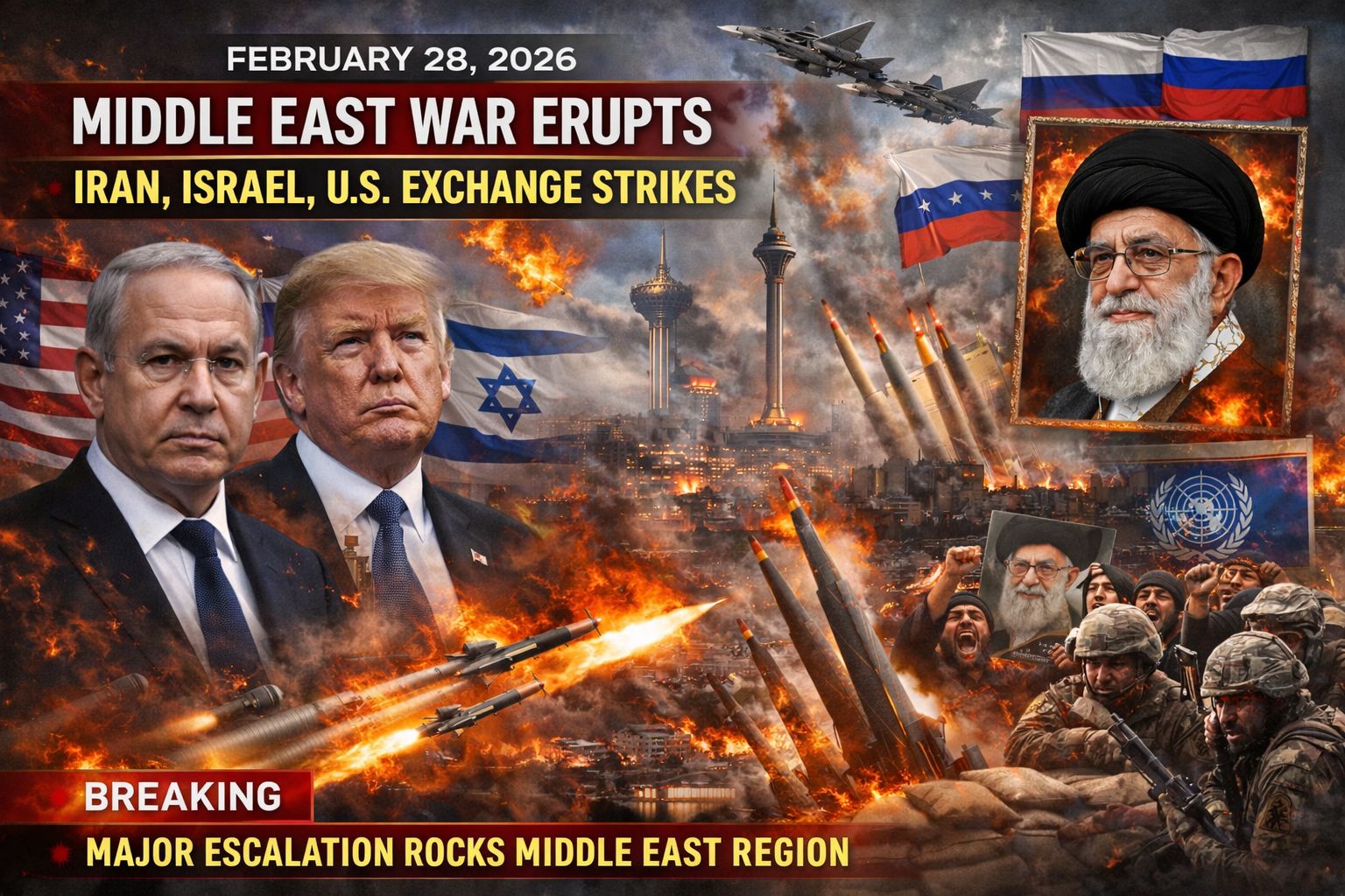 ARE WE LOOKING AT THE BRINGING OF WWIII?

February 28, 2026
Time: 7:49PM - EASTERN TIME
THE MIDDLE EAST ERUPTS

HAPPENING NOW!

By: Michael Elijah Muhammad Clare 

February 28, 202