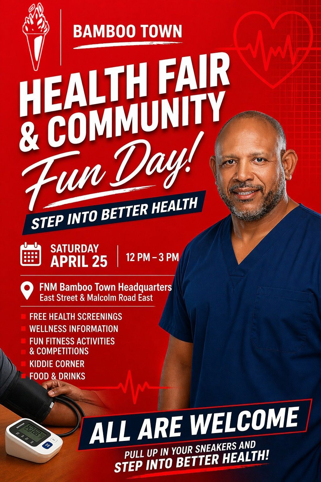 Bamboo Town, it’s your time 🔥
Step into better health this Saturday 💪🏽
Free screenings, fun fitness, food and more.
Pull up in your sneakers and don’t miss it!
