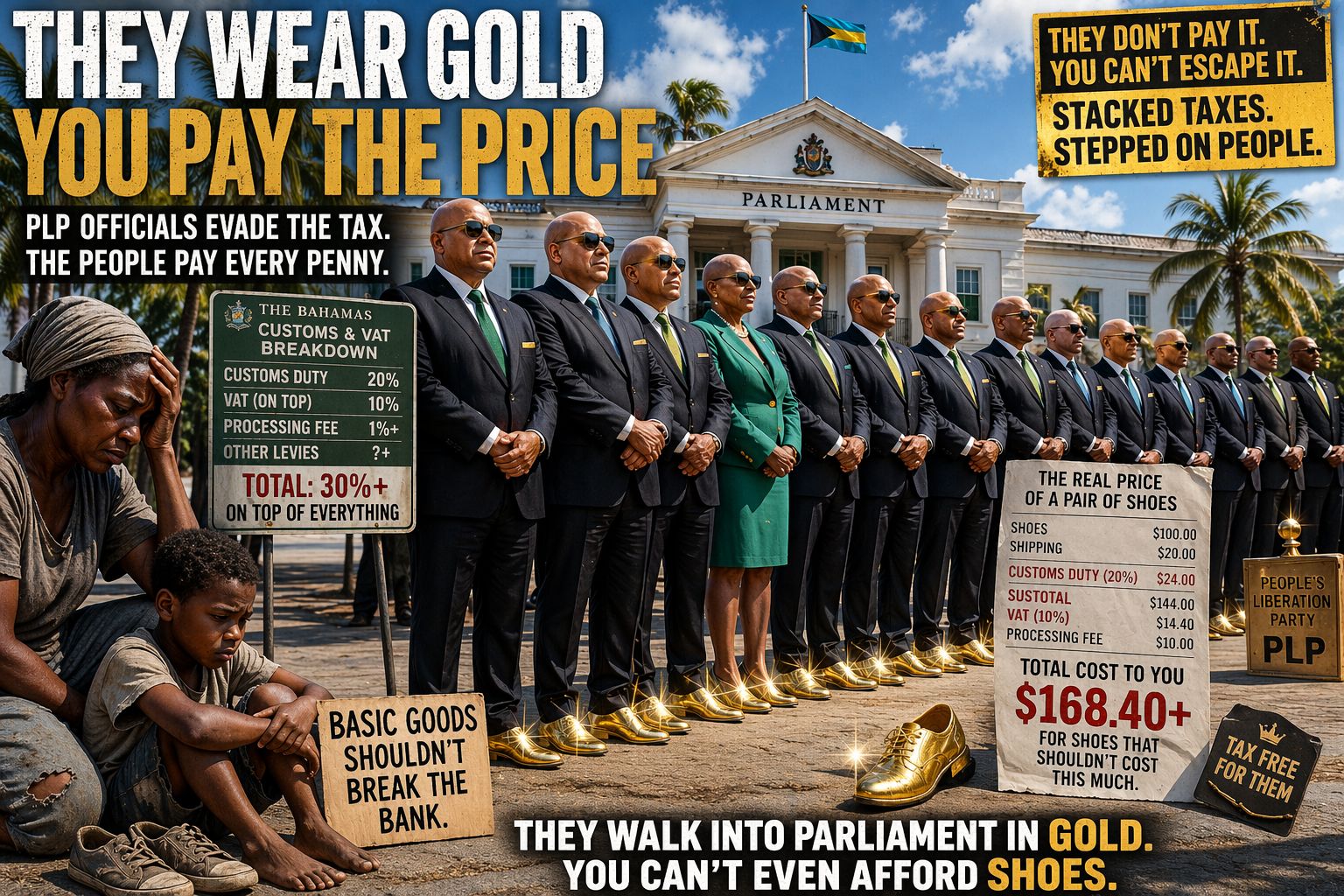Barefoot Nation The Crushing Weight of Duty and VAT in The Bahamas

By Anonymous 

There was a time when buying a simple pair of shoes did not feel like a financial decision that r