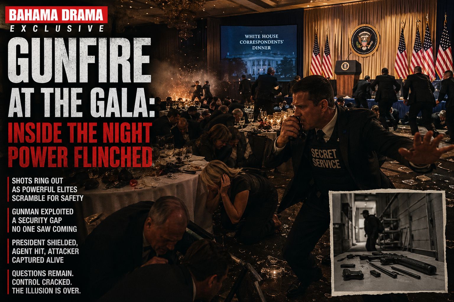 BAHAMA DRAMA EXCLUSIVE

GUNFIRE AT THE GALA: INSIDE THE NIGHT POWER FLINCHED

By: Michael Elijah Muhammad Clare 

Washington came dressed for theater.

Black ties. Polished smiles.