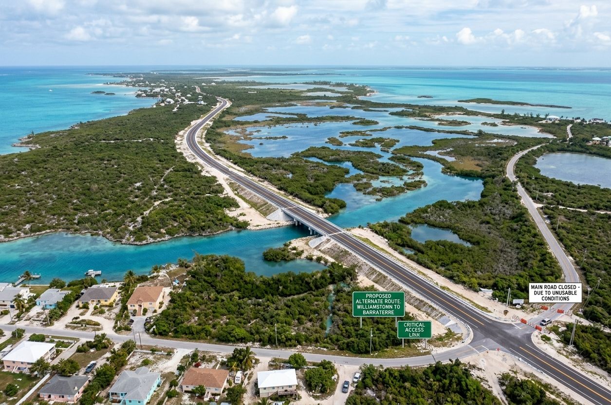 A great idea that I heard today 

Let's have a Road built from Williams town to Barraterre in Exuma. This would really be very helpful just in case the main road becomes unusable. 