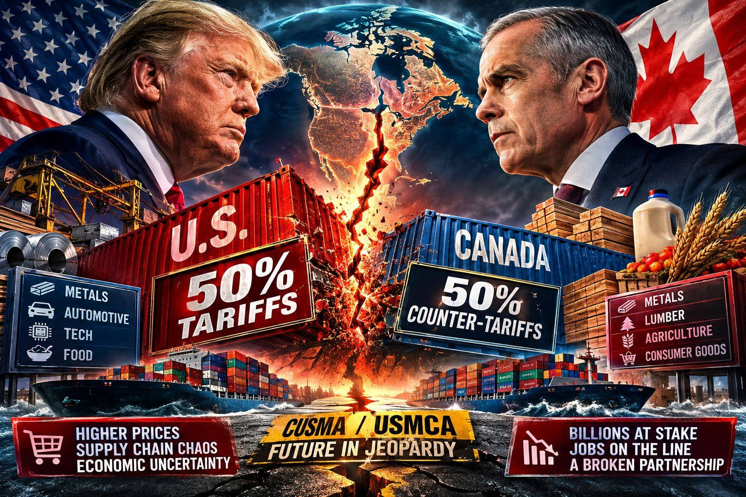 NORTH AMERICAN TRADE CROSS FIRE
Researcher ✔️
Michael Elijah Muhammad Clare
U.S. CANADA TARIFF WAR ERUPTS INTO AN ECONOMIC SHOWDOWN
What was once considered one of the world's