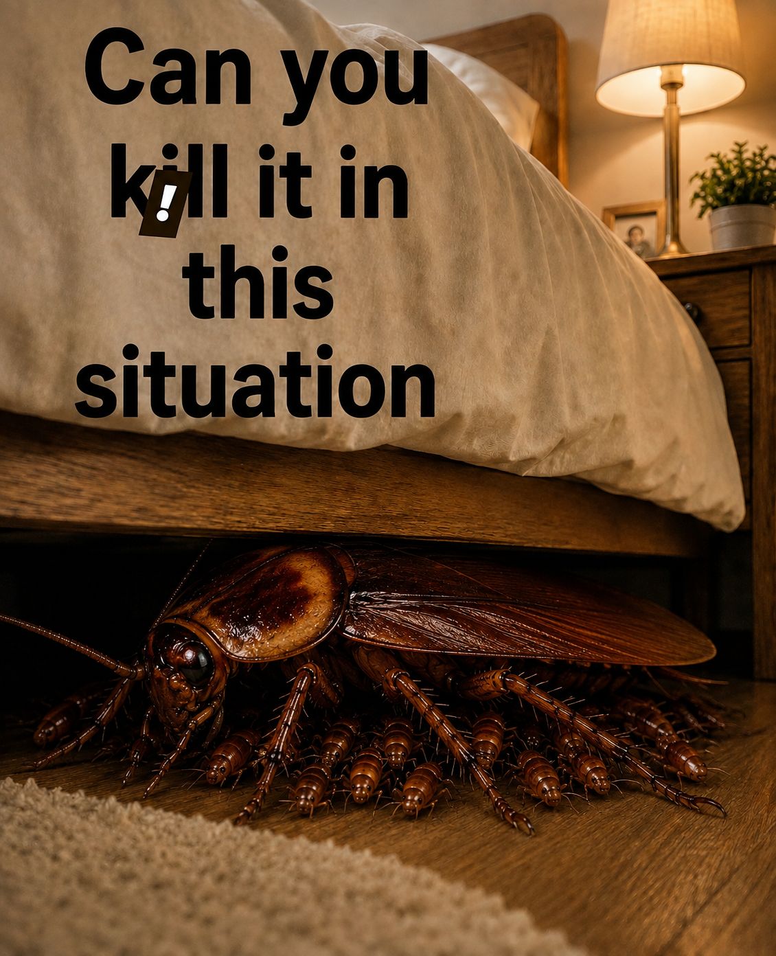 She's only trying to stay warm under your bed, and feed her babies, what you are going to do?